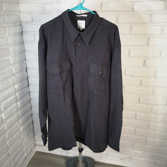 Forsyth Men's Size XL Charcoal Grey Button Front & Cuffs Shirt - Picture 1 of 11
